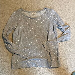 LOFT Light Gray Sweater with White Dots